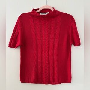 Vintage Joseph A. Quec’est Silk? 100% Silk Med Red ShortSleeve Mock Neck Sweater